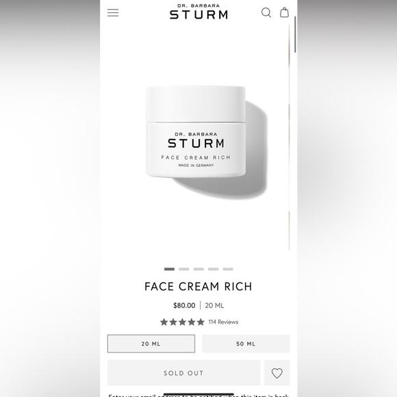 Dr. Barbara Sturm Face Cream Rich 20 ML- SOLD OUT ONLINE - Picture 4 of 4